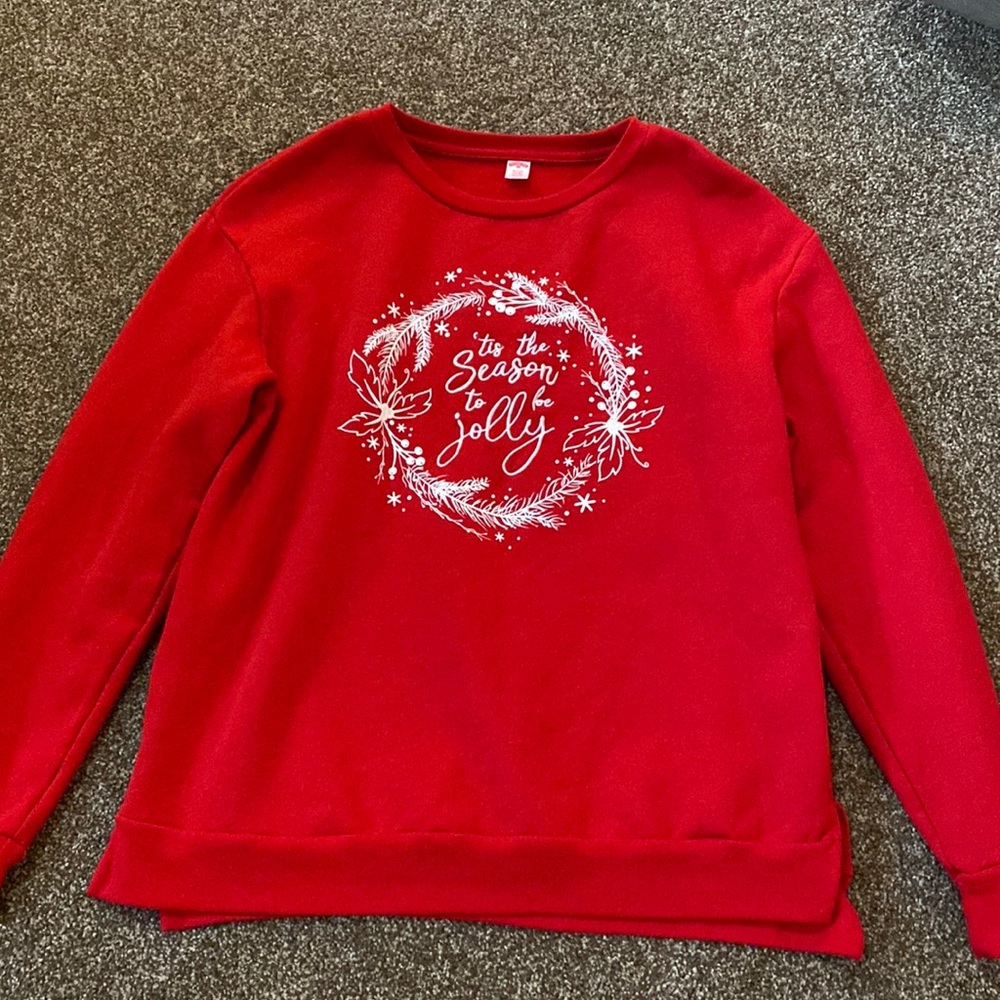 It is a sweater, size Small, brand is Holiday Time, and it is red and white.